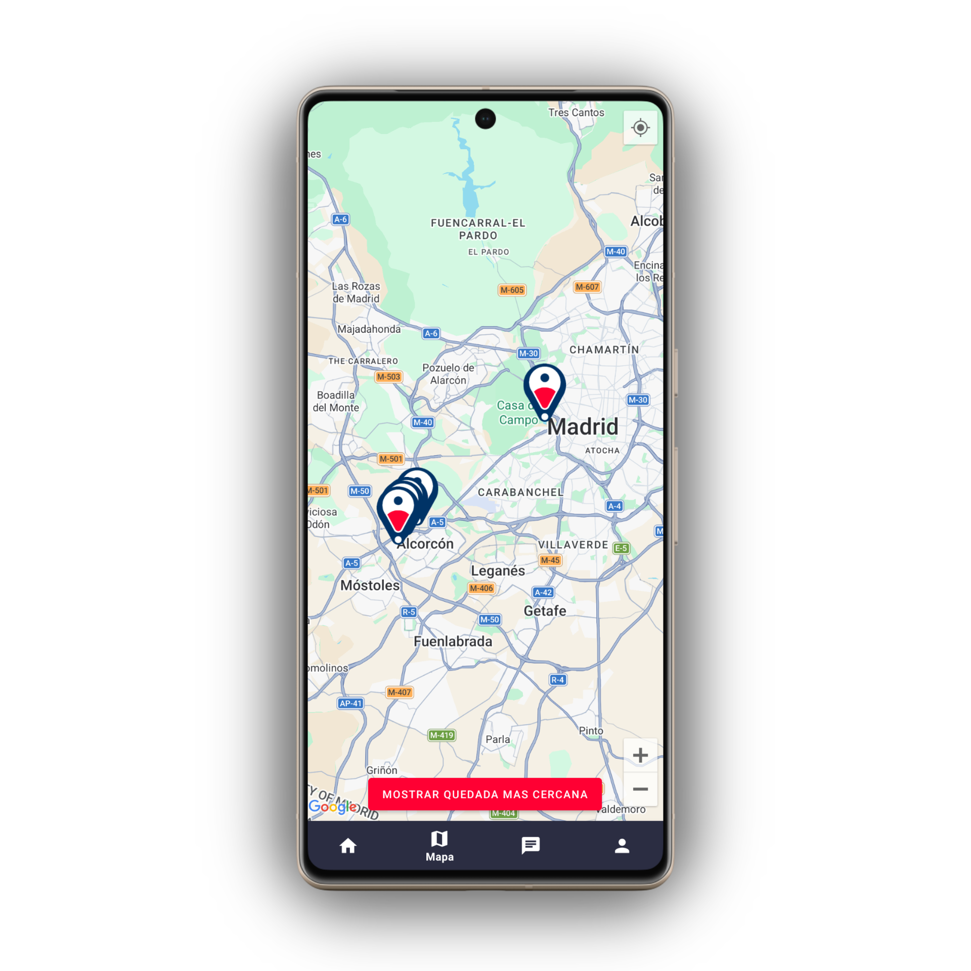 Mapa de rutas ciclistas de la App Weklos